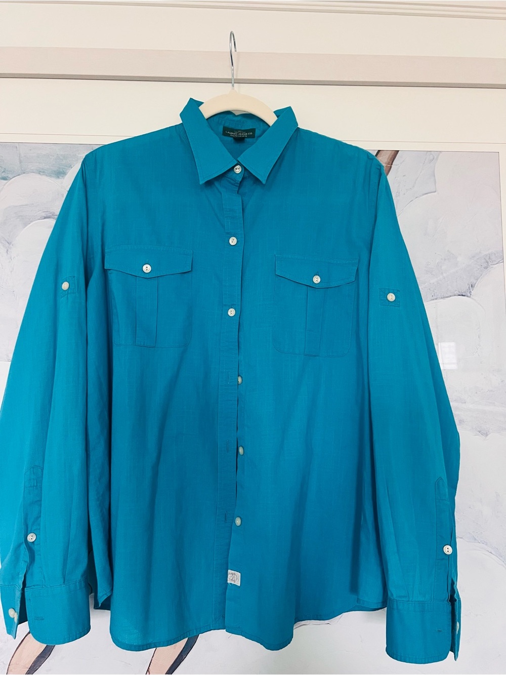 Ralph Lauren Turquoise Long-Sleeve Button-Down Shirt